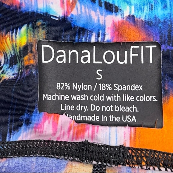 Small Dana Lou Fit Colorful Leggings Athletic Activewear Neon Blue Yellow Active - Picture 11 of 11